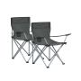 Set of 2 camping chairs 52x84x81cm, grey/black