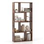 Geometric bookshelf with 8 cubes, 5 tiers, brown