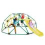 Geometric climbing dome with slide, green/red/blue, 244 × 184 × 90 cm