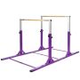Gymnastics Parallel Bars, 11 Height Levels, Purple, 99 × 52 × 55 inches