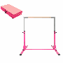 Gymnastics crossbar with mat, 4-piece mat, Pink, 136 × 172 × 90–150 cm