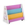 Bookshelf for children in white, blue, pink, yellow and black
