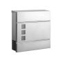 Wall-mounted mailbox with newspaper compartment, silver