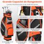 Golf bag, 14-way, 7 pockets, black/red, 42 × 31 × 130 cm