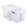 Sisseehitatav prügikast Relaxdays, 4 × 8 l, Valge, 34,3 × 35,1 × 48 cm