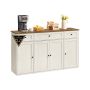 Sideboard SONGMICS HOME BBK376WJ02, Adjustable shelves, White/brown, 39 × 81.3 × 140 cm