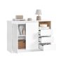 VASAGLE sideboard, 3 drawers, White, 103.3 × 74.5 × 40 cm