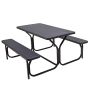 Picnic table and bench set, table and 2 benches, White/grey, 137 × 150 × 72 cm