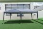 Retractable gazebo 3 x 6 m with wheeled basket, UV 50+ protection, grey