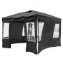 Retractable gazebo, 4 removable side panels, Black, 300 × 300 × 259–279 cm