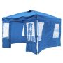 Retractable gazebo, 4 removable side panels, Blue, 300 × 300 × 259–279 cm