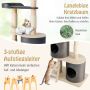Cat scratching post, with 2 houses, 68 × 39 × 161 cm