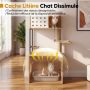 Cat's den with feeding area and litter box, 72×43×117.5 cm, natural sisal