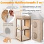 Cat house with scratching post, 3 levels, 2 hiding places, 38 × 77.5 × 38 cm