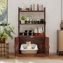 Cat toilet cabinet, 3 shelves, Brown/black, 80 × 48 × 145 cm