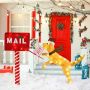 Christmas mailbox and dog decoration, 120 LED lights, 168 × 108 × 21 cm