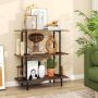 Corner bookshelf, 3 open shelves, Brown/black, 80 × 30 × 86 cm