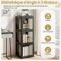 Corner bookshelf, 3-tier, 360° rotatable, Black, 36.5 × 108 × 36 cm