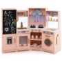 Corner wooden children's play kitchen, corner, with sounds and lights, 132.08 × 91.44 × 46.99 cm