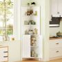 Corner bathroom cabinet, 3 shelves, 2 doors, White, 32 × 172.5 × 58 cm