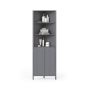 Corner bathroom cabinet, 3 shelves, 2 doors, Grey, 32 × 172.5 × 58 cm