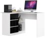 Nurgaga arvutilaud B16, vasakpoolne, 3 sahtlit, Valge/must, 124 × 77 × 85 cm