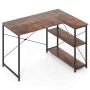 Corner computer desk, Left or right, 2 shelves, Brown/black, 118 × 74 × 86 cm