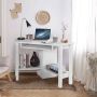 Corner computer desk, 1 drawer, 3 cabinets, 2 shelves, 120.65 × 77.47 × 60.96 cm