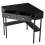 Corner computer desk, 2 drawers and 2 shelves, Black, 39.5 × 28 × 29.5 inches