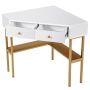 Corner computer desk, 2 drawers and open shelves, 70.5 × 70.5 × 75 cm