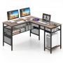 Corner computer desk, reversible, with shelves and charging station