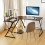 Corner computer desk, L-shaped, divisible into 2 desks, Brown/black, 147.32 × 111.76 × 111.76 cm
