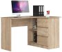 Nurgaga kirjutuslaud AKORD B16 CLP, parempoolne, 3 sahtlit, pruun, 124 × 77 × 85 cm