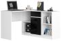 Nurgaline kirjutuslaud B-17, 2-osaline komplekt, valge/must, 120 × 79 × 126 cm