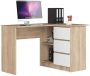 Nurg kirjutuslaud B16 CLP, parempoolne, 3 sahtlit, valge/pruun, 124 × 77 × 85 cm