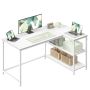 VASAGLE Corner Desk, 2 AC Outlets and 2 USB Ports, White, 120 × 80 × 76 cm
