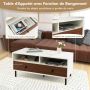 Coffee table, 2 drawers and 2 shelves, White/brown, 95 × 48 × 45 cm