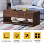Coffee table, 2 drawers and open shelf, Black/brown, 100.33 × 40.64 × 44.45 cm