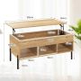 Coffee table, 3 open compartments, 100.33 × 45.72 × 49.53 cm
