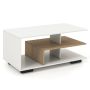 Coffee table, 3 tiers, White/brown, 90 × 50 × 42 cm