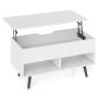 Coffee table, liftable, with storage compartment and 2 shelves, White, 80 × 40 × 46 cm