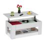 Diivanilaud Relaxdays 10049654_49, avatava lauaplaadi ja riiuliga, Valge, 98 × 42 × 50 cm