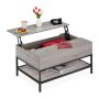 Diivanilaud Relaxdays, hoiuruumiga, hall/must, 90 × 45,5 × 60 cm