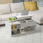 Coffee Table, With 2 Shelves and Cabinet, White/Brown, 40 × 20 × 18–23.5 inches