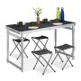 Кемпинговый комплект со столом Relaxdays 10032549.0, 1 стол и 4 табурета, 120 × 71 × 60 см