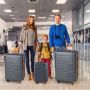 Hard-shell suitcase set, 3 pcs., with TSA lock, telescopic aluminum handle, 4 wheels, gray