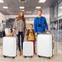 Hard-shell suitcase set, 3 pcs., with TSA lock, telescopic aluminum handle, 4 wheels, white