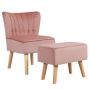 Club chair and ottoman, 2-piece set, Pink
