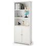 Bookshelf, 3 open shelves and lower cabinet, White, 75 × 182 × 36 cm