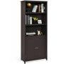 Bookshelf, 3 shelves and 2 door cabinet, Brown, 75 × 36 × 182 cm